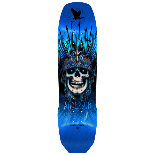 Powell Peralta Andy Anderson • Heron Skull • 7-Py Construction • Blue Foil Skateboard Deck - 8.45
