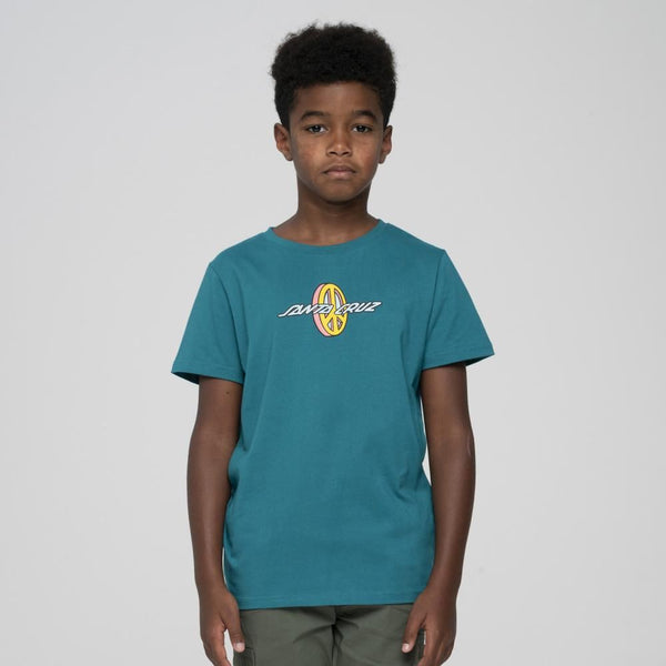 Santa Cruz Youth T-Shirt Youth Peace Strip T-Shirt - Verdigris - Skatewarehouse.co.uk