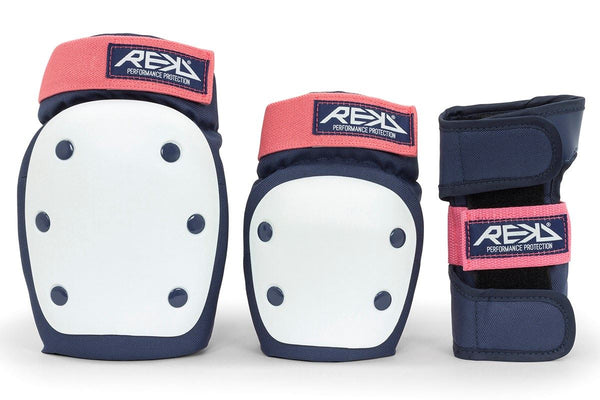 REKD Heavy Duty Skateboard Skate Scooter BMX Triple Pad Set - Blue / Pink - Skatewarehouse.co.uk