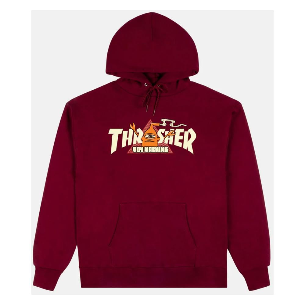 Thrasher x Toy Machine Hoody Vortex - Maroon - Skatewarehouse.co.uk