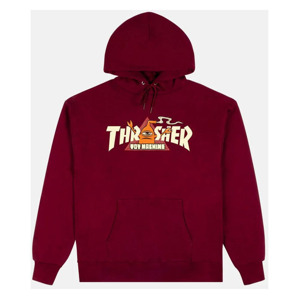 Thrasher x Toy Machine Hoody Vortex - Maroon - Skatewarehouse.co.uk