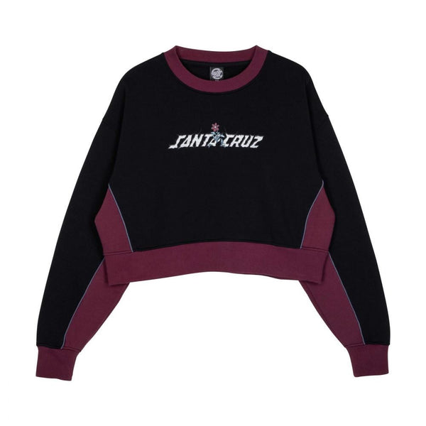 Santa Cruz Womens Crew Flourish Strip Crew - Black - Skatewarehouse.co.uk