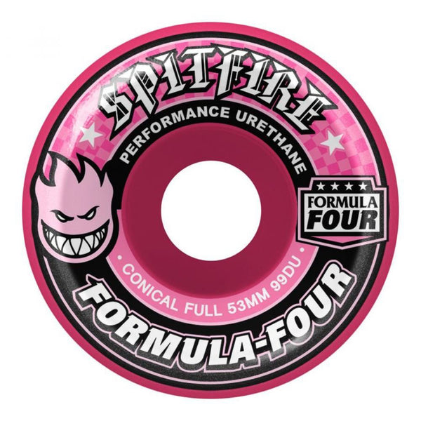 Spitfire Skateboard Wheels F4 99 Conical Full 53 Pink - Pink - Skatewarehouse.co.uk