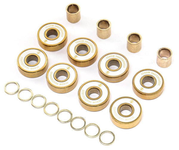 Venom Premium Precision Gold Skateboard Bearings & Venom Bearing Lubricant Pack - Skatewarehouse.co.uk