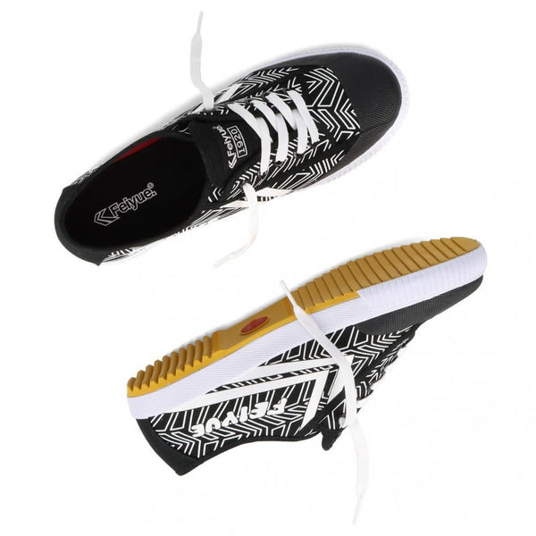 Feiyue Footwear Fe Lo 1920 Chevron Print Martial Arts/Gym/Lifing Shoes - Black / White / Red - Skatewarehouse.co.uk