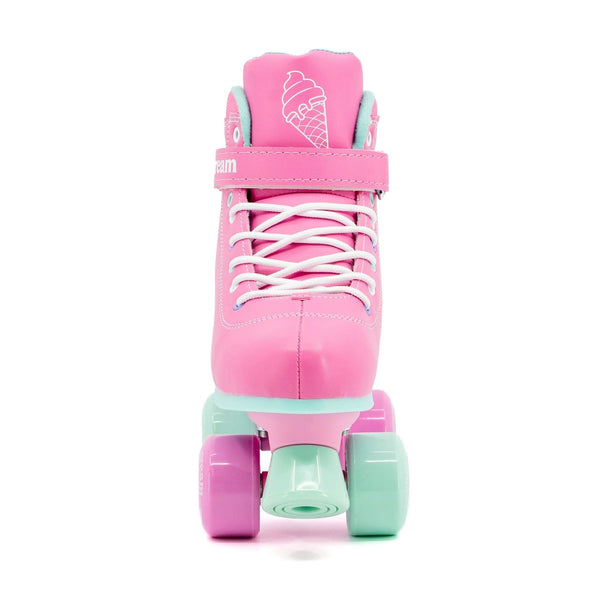 CREAM Scoop Quad Roller Skates, Adjustable - Hearts, Pink / Teal