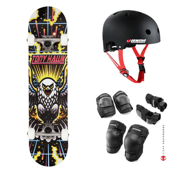 Tony Hawk SS 180 Arcade Black / Yellow Complete Skateboard Bundle - 7.5