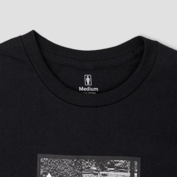 Girl Shot by Leo Sharp Mike Carroll Tee Black - Skatewarehouse.co.uk