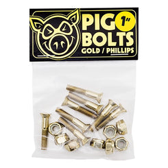 Pig Wheels Anodised Gold 1" Phillips Skateboard Hardware