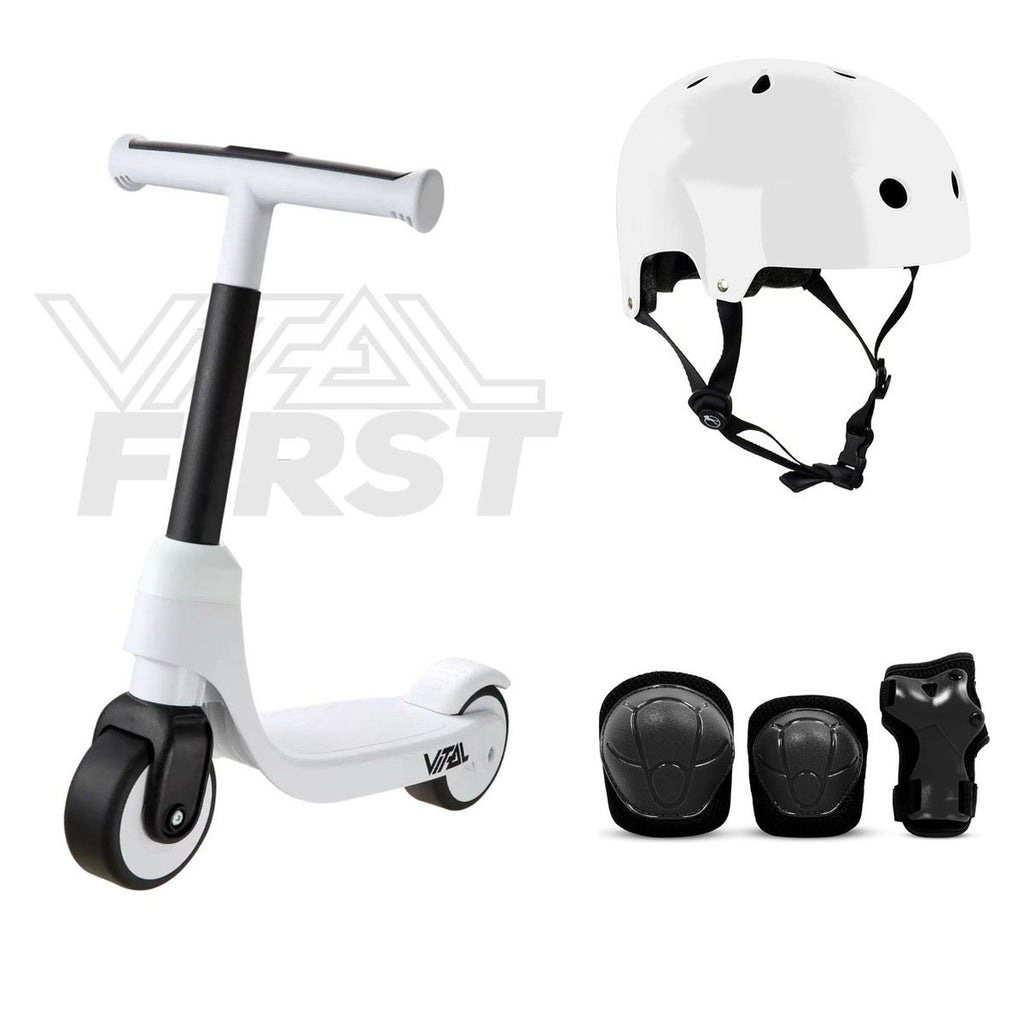 Vital First Scooter - Scooters - First White / Black Bundle - SFR Helmet & Pads