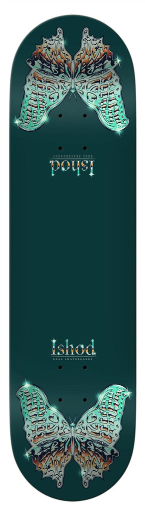 Real Ishod Mariposa Chrome Redux - Twin Tail (Green) Skateboard Deck - 8.5" - Skatewarehouse.co.uk