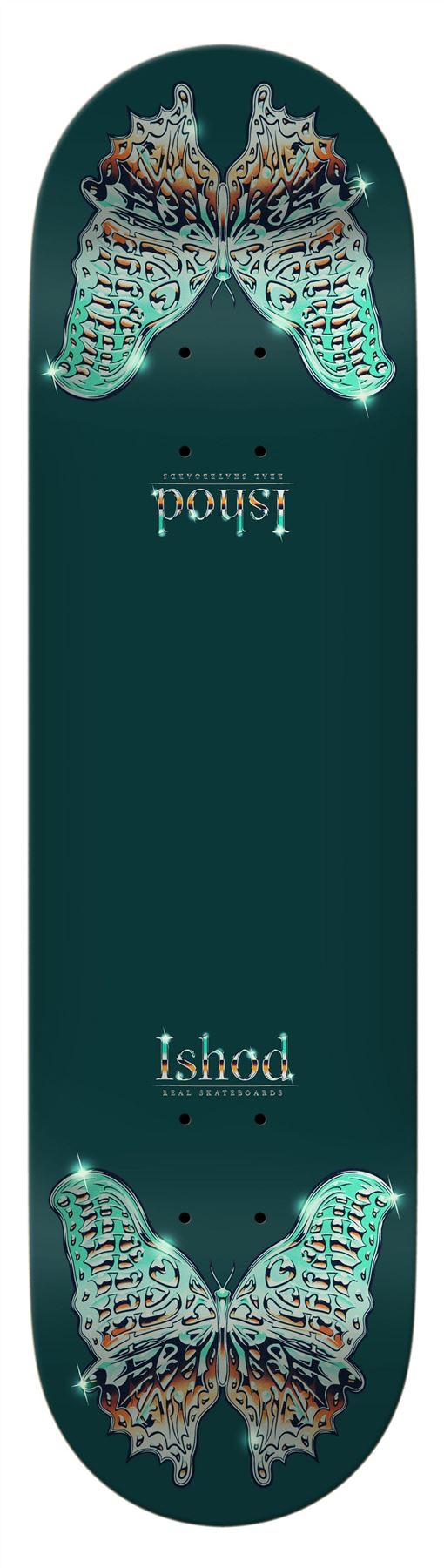 Real Ishod Mariposa Chrome Redux - Twin Tail (Green) Skateboard Deck - 8.5