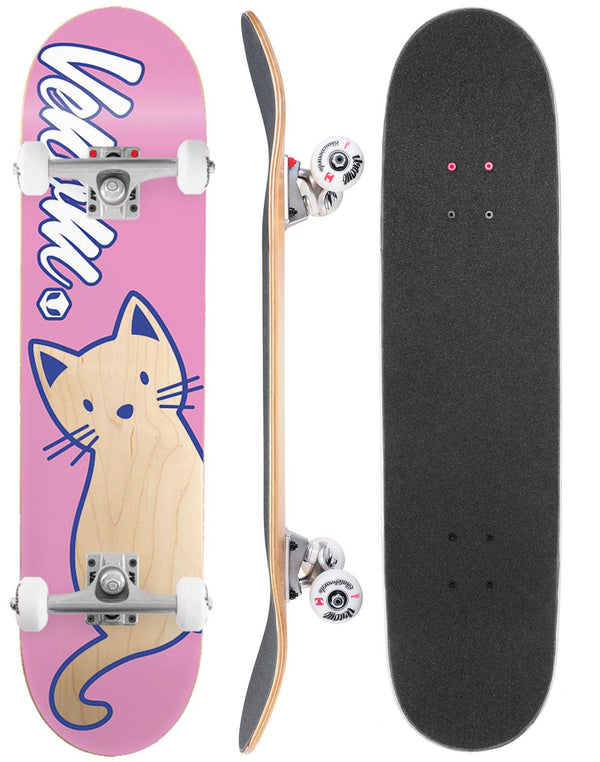 Venom Junior Kids Complete Skateboard - Cat Pink - 7.25