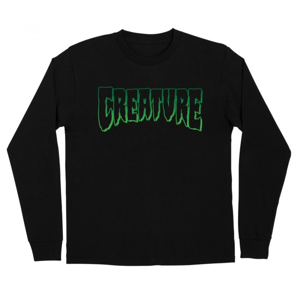 Creature L/S T-Shirt Logo Outline - Black - Skatewarehouse.co.uk