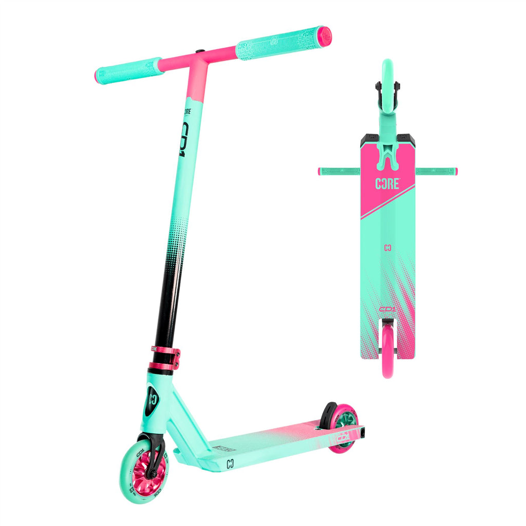 CORE CD1 Complete Stunt Scooter – Teal/Pink - Skatewarehouse.co.uk