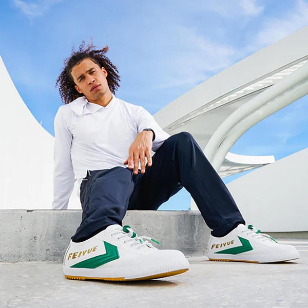 Feiyue Footwear Fe Lo 1920 EXO Martial Arts/Gym/Lifing Shoes - White / Green - Skatewarehouse.co.uk