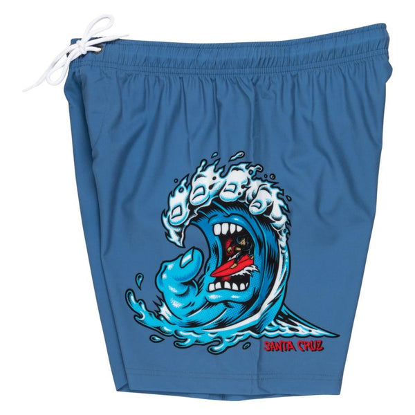 Santa Cruz Swim Shorts Screaming Wave Swim Short - Dusty Blue - Skatewarehouse.co.uk