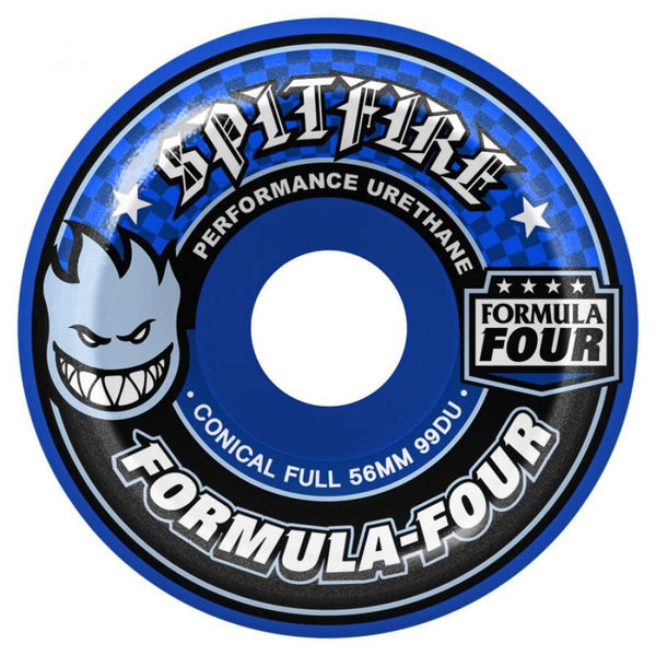 Spitfire Skateboard Wheels F4 99 Conical Full 56 Blue - Blue - Skatewarehouse.co.uk