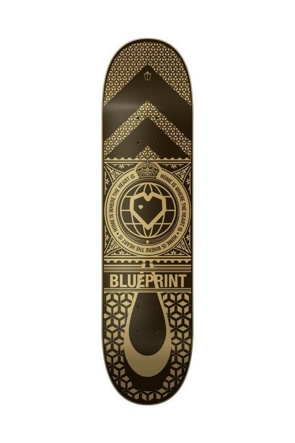 Blueprint Home Heart Black / Gold Skateboard Deck - 8.125