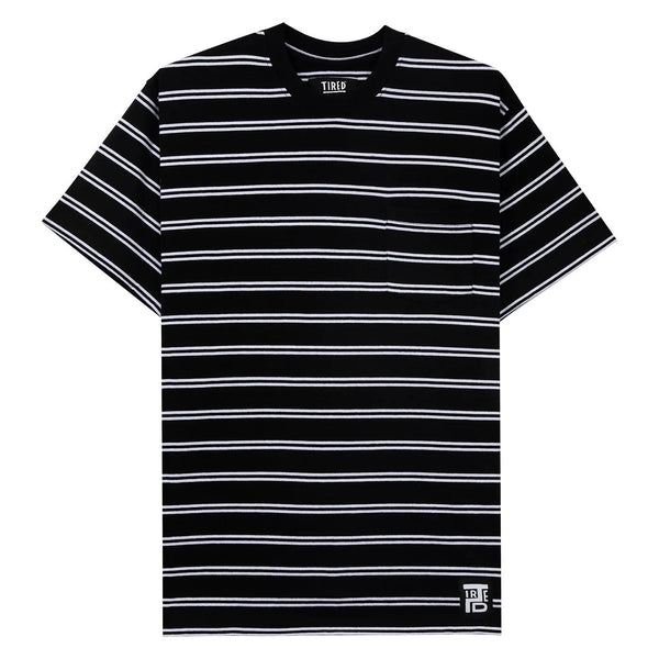 Tired Stamp Striped Pocket Tee Black (Organic)