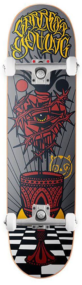 Roger Bleeding Heart Garret Young Medium Concave Roger x Venom Custom Complete Skateboard - 8.25" - Skatewarehouse.co.uk