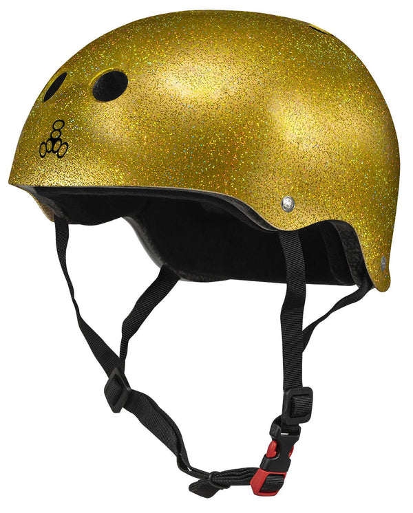 Triple Eight Sweatsaver Cert Helmet Glitter Gold - Skatewarehouse.co.uk