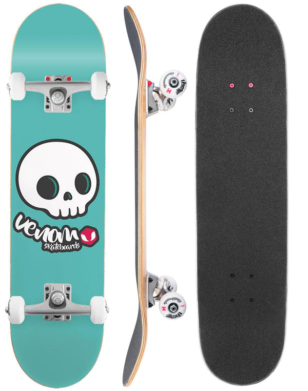 Venom Junior Kids Complete Skateboard - Skull Teal - 7.25