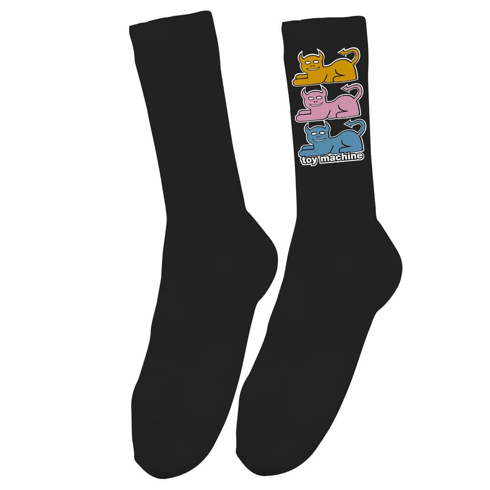 Toy Machine Triple Cat Sock Black