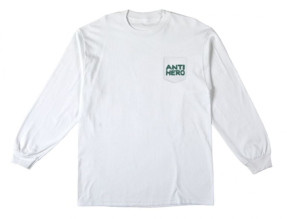 AntiHero L/S Pocket T-Shirt Fish Bowl - White / Multi - Skatewarehouse.co.uk