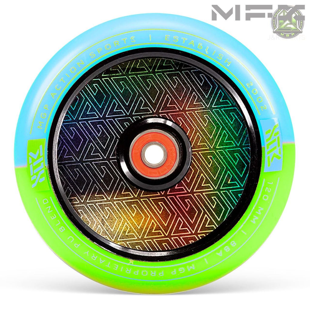 Madd Gear Mfx Corrupt Core 120Mm Wheels (2) - Blue/Lime - Skatewarehouse.co.uk