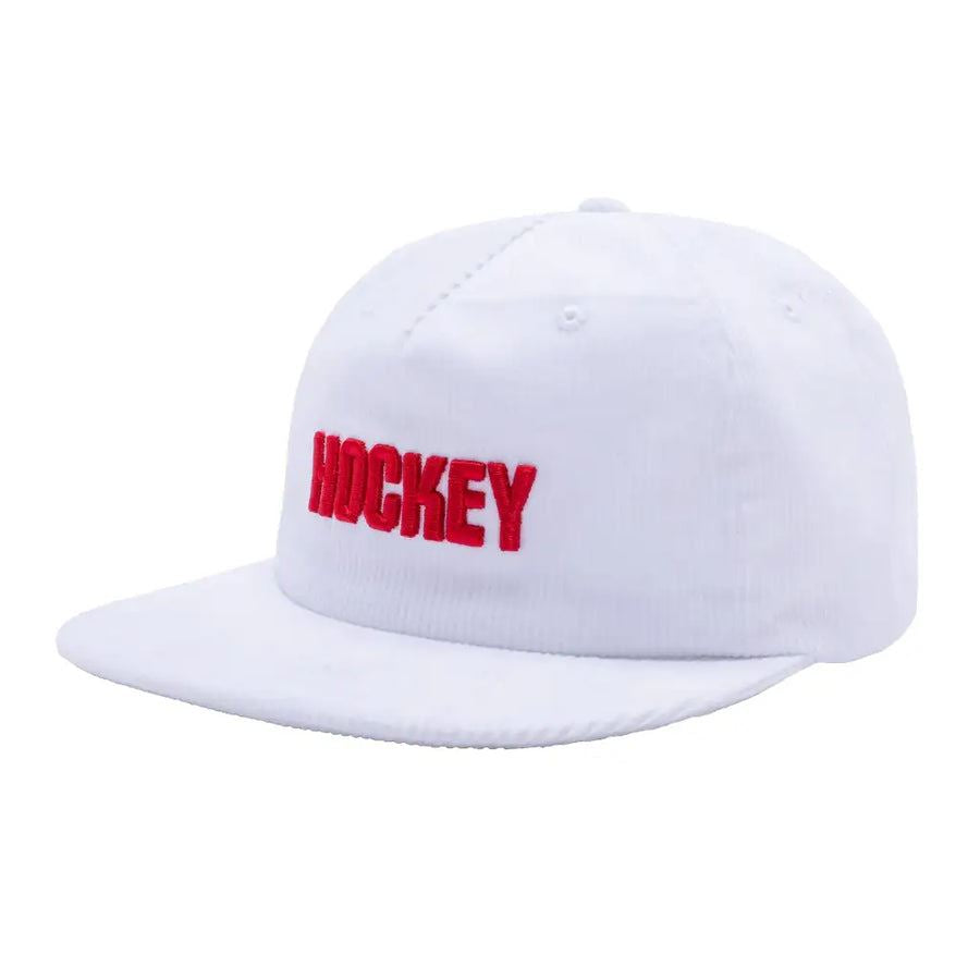 Hockey Corduroy 5-Panel Hat (White) - One Size
