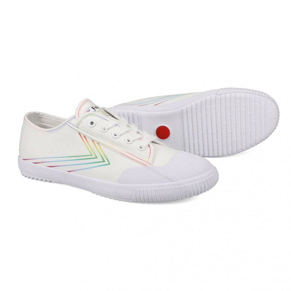 Feiyue Footwear Fe Lo 1920 Canvas Martial Arts/Gym/Lifing Shoes - White / Rainbow - Skatewarehouse.co.uk