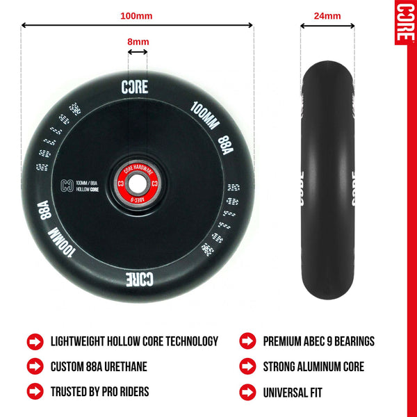 CORE Hollow Stunt Scooter 100mm - Black Scooter Wheels