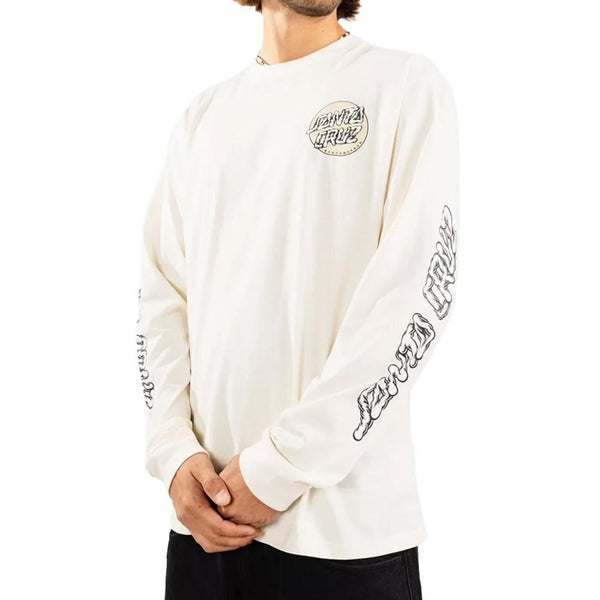 Santa Cruz Longsleeve T-Shirt Alive Dot L/S T-Shirt - Unbleached Cotton - Skatewarehouse.co.uk