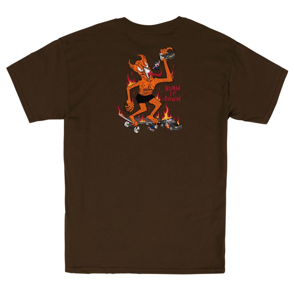 Thrasher T-Shirt Burn it Down - Dark Chocolate - Skatewarehouse.co.uk