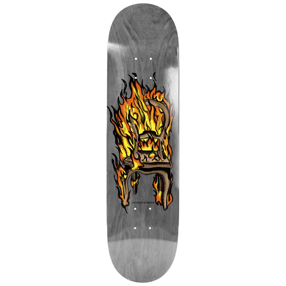 Jacuzzi Unlimited Chair on Fire Twin Tail art EX7 Grey Skateboard Deck - 8.5"
