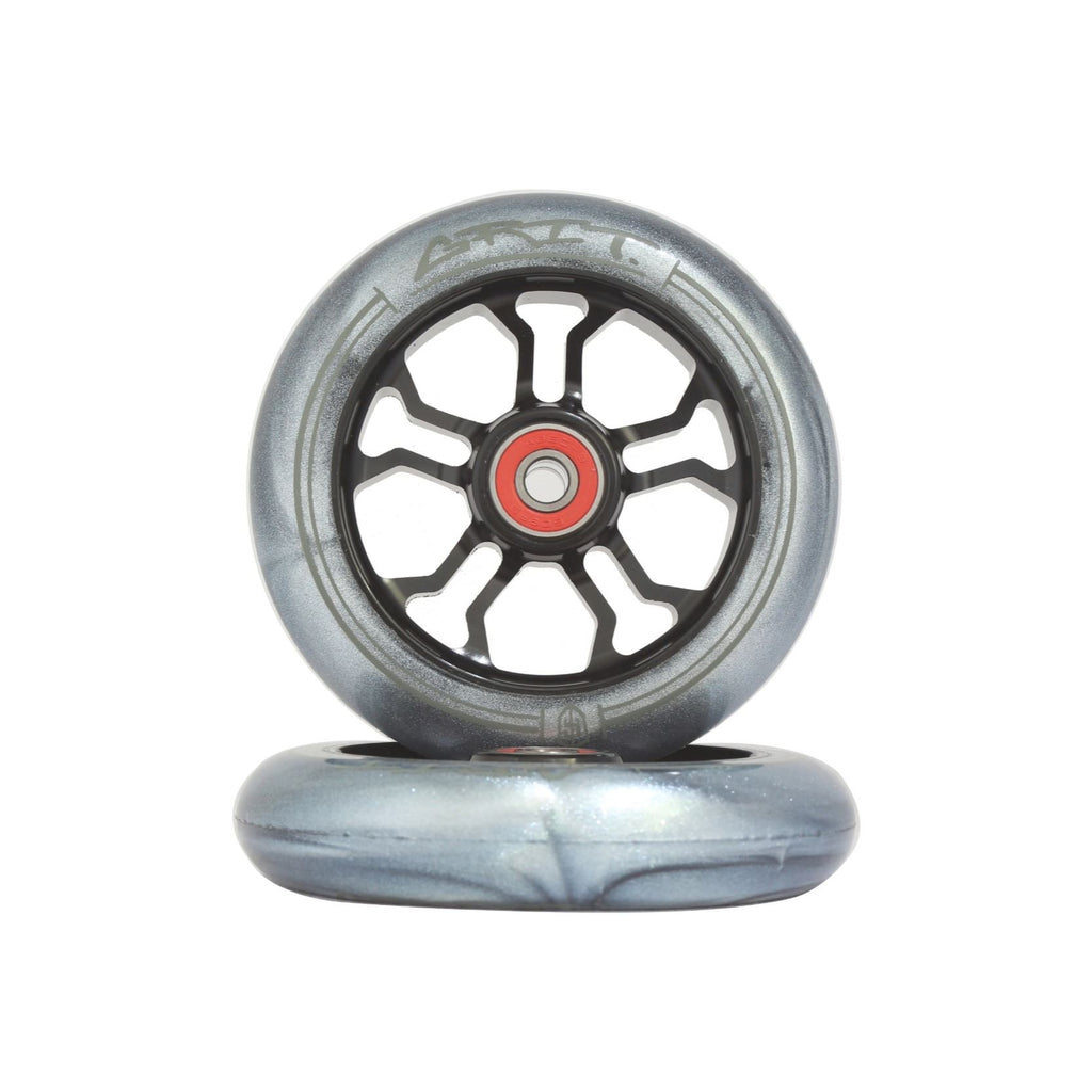 Grit 10R 110mm Black / Silver Metallic (Pair) Scooter Wheels