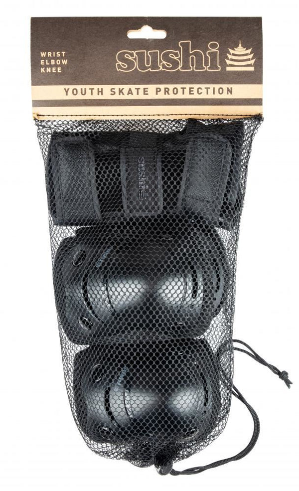 Sushi 3-Pack Padset Youth - Black - Skatewarehouse.co.uk