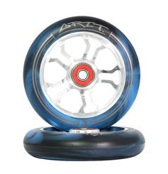 Grit 110mm Silver / Blue-Black Swirl (Pair) Scooter Wheels