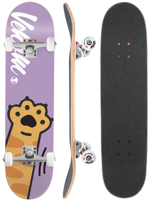 Venom Junior Kids Complete Skateboard - Kitty Paw Purple - 7.25