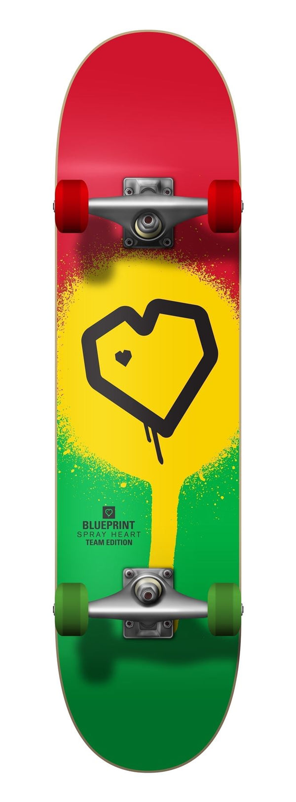 Blueprint x Tensor Spray Heart Rasta Complete Skateboard - 8.0