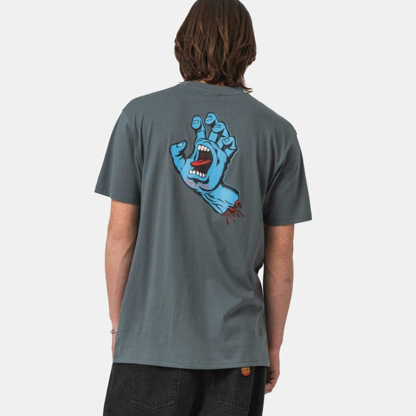 Santa Cruz T-Shirt Screaming Hand Chest T-Shirt - Storm Grey - Skatewarehouse.co.uk