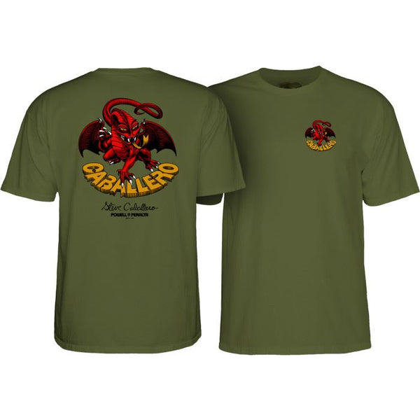 Powell-Peralta Caballero Dragon II Military Green '2' Tee - Skatewarehouse.co.uk