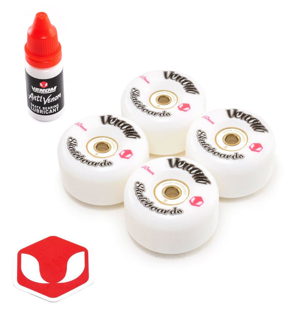 Venom Skateboards Classic Skateboard Wheels with Gold Bearings Pre Installed - Skatewarehouse.co.uk