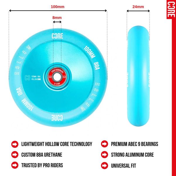 CORE Hollow Stunt Scooter 100mm - Mint Blue Scooter Wheels