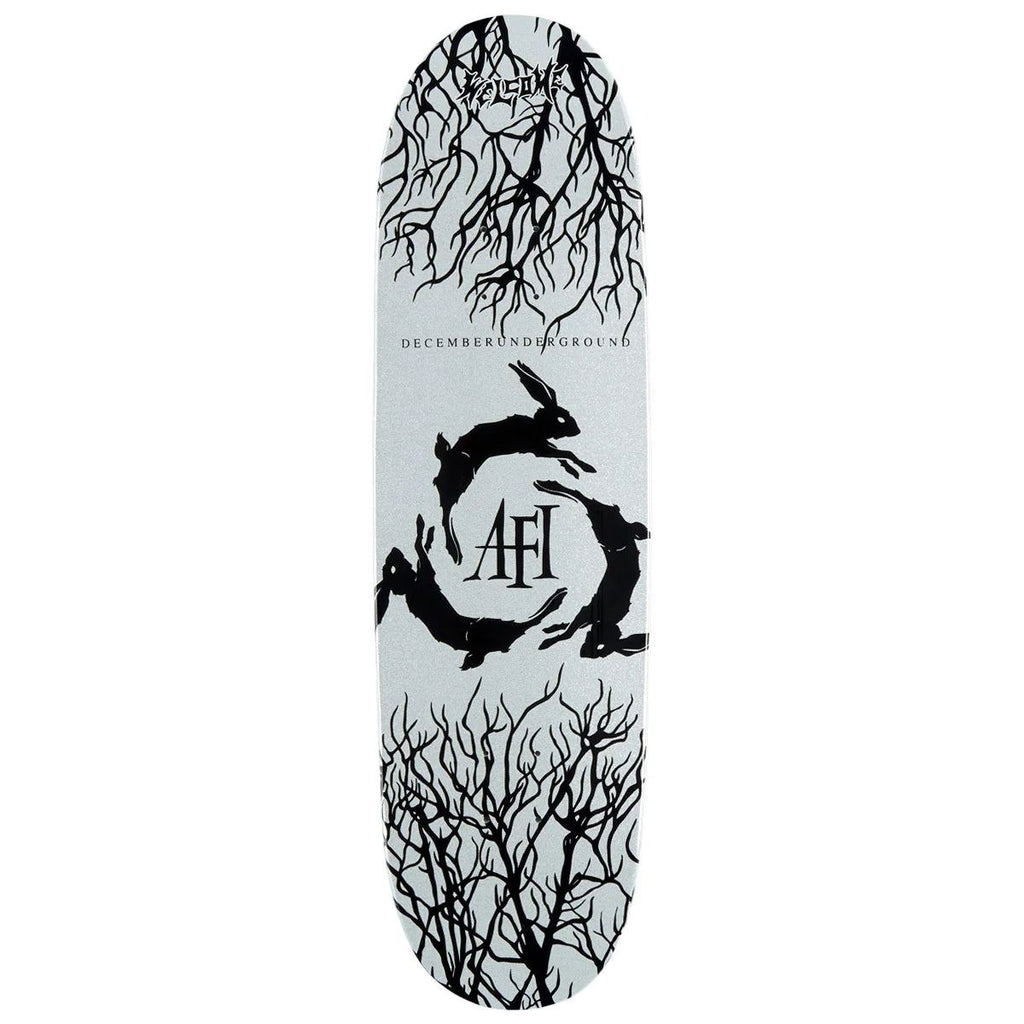 Welcome Skateboards Decemberunderground on Son of Boline (White Glitter) Skateboard Deck - 8.8"