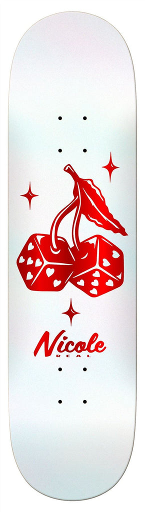 Real Nicole High Roller - Twin Nose (White) Skateboard Deck - 8.0" - Skatewarehouse.co.uk