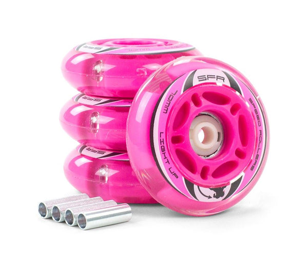 SFR Light Up Inline Skate Wheels x4 - Pink - Skatewarehouse.co.uk