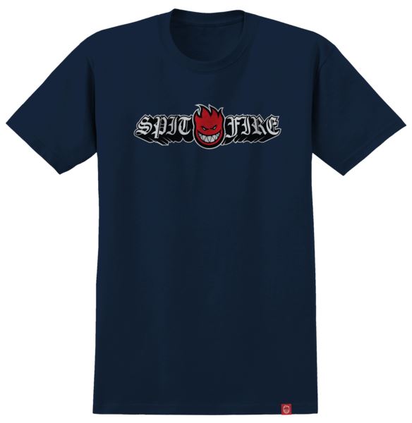 Spitfire Old E Drop Bighead Youth T-Shirt (True Navy w / Red) - YOUTH L