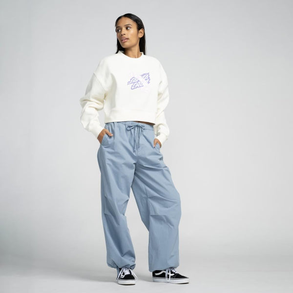 Santa Cruz Womens Crew Goal Flame Front Crew - Off White - Skatewarehouse.co.uk